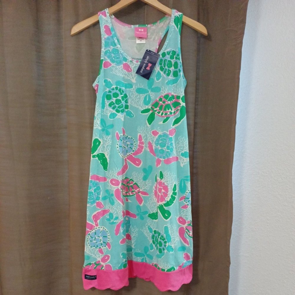 NWT Womens Simply Southern Turtles Under The Sea A-Iine Racer Back Dress XS/S